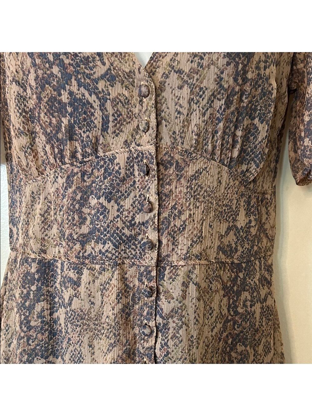 Abercrombie & Fitch Brown/Black Snakeskin Pattern Mini Dress size XS - Picture 5 of 11